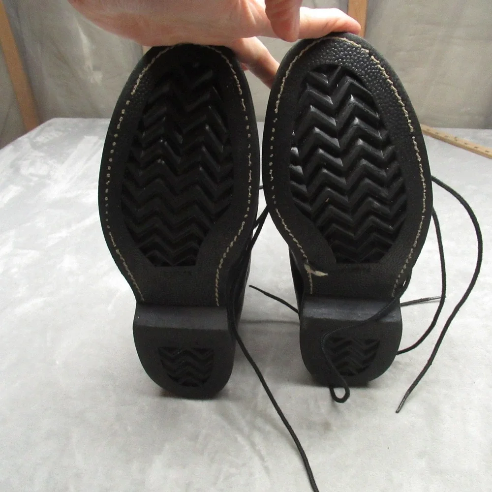 Addison Shoe Company Men 8.5W Combat Boots‎ Blk Leather Lace Up Rugged VTG 1980